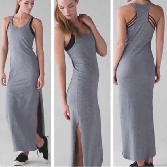 lululemon athletica Dresses & Skirts - lululemon Refresh Maxi Dress Racerback Heathered Grey sz10